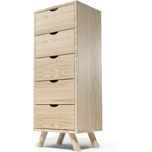 ABC MEUBLES Comò scandinavo in legno 5 cassetti Viking -  - Vernice Naturale