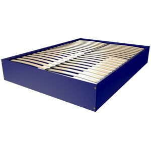 ABC MEUBLES Letto a cassettone a 2 posti in legno massiccio - 140x200 - Blu scuro