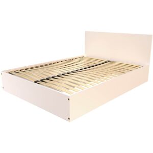 ABC MEUBLES Letto a cassettone in legno a 2 posti con testata - 140x200 - Bianco