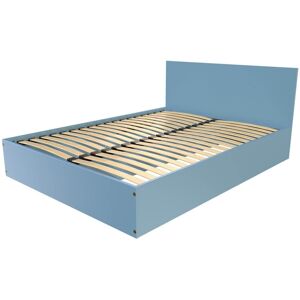 ABC MEUBLES Letto a cassettone in legno a 2 posti con testata - 140x200 - Polvere blu