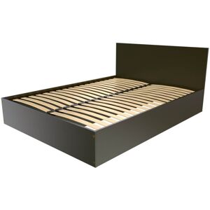 ABC MEUBLES Letto a cassettone in legno a 2 posti con testata - 140x200 - Wengé