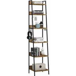 WOLTU Libreria a 6 Ripiani. Scaffale con 4 Ganci Industriale