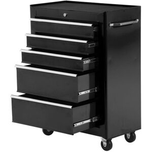 Homcom Carrello Cassettiera Porta Utensili per officina, Carrello da Officina Cassettiera con Ruote, nero, 61.5x33x85cm