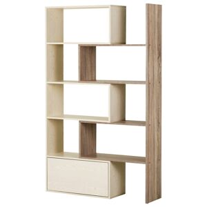 Homcom Libreria Scaffale a Ripiani Salvaspazio per Soggiorno in Legno 141 x 29 x 176 cm Bianco, Rovere Aosom.it