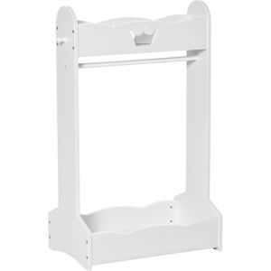 Homcom Appendiabiti per Bambini con Ripiani e Ganci Laterali, Arredamento per Cameretta in Legno, 70.5x37x103cm, Bianco