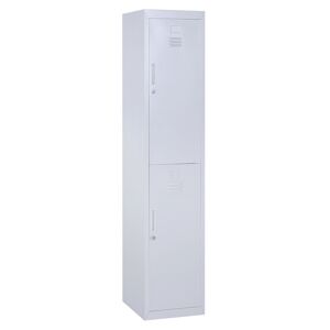 Vinsetto Armadietto Guardaroba in Acciaio 4 Ripiani 2 Porte con Chiusura di Sicurezza, Grigio, 38x46x180cm