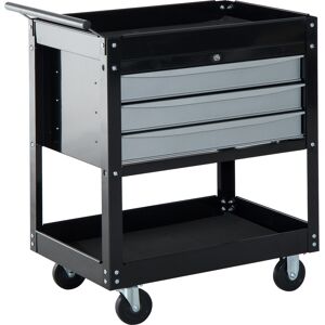 Homcom Carrello da Officina Professionale Cassettiera Portautensili in Lamiera, Nero, 68x46x88cm