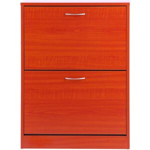 Homcom Scarpiera Salvaspazio 2 Cassetti 2 Ripiani Regolabili 60x24x80cm marrone rosso