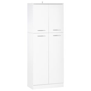 Homcom Mobile Dispensa Multiuso con 2 Armadietti e Mensole Regolabili, Legno Truciolare, 59x31x155cm, Bianco