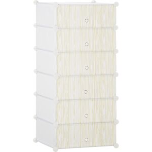 Homcom Mobile Scarpiera Modulare Salvaspazio, 6 Cubi 45x35x17cm in Plastica PP e Acciaio, 45x36.5x108cm, Bianco