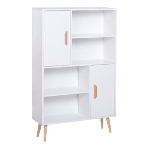 Homcom Libreria con Piedini in Legno di Pino, Mobile Portaoggetti Scaffale Cubo Porta Libri CD Bianco 80 x 23.5 x 123cm