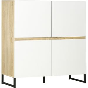 Homcom Credenza moderna multiuso con 4 ante quadrate in legno, 100x41.5x107cm, Bianco