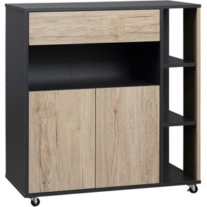 Homcom Armadietto Multiuso su Ruote per Cucina, in Legno Versatile, 80x39x86.5 cm, Ottimizza Spazio e Organizzazione