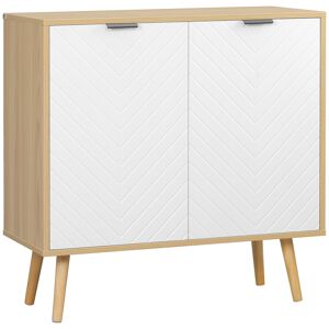 Homcom Mobile Multiuso Moderno in Truciolato e Legno di Pino con Ripiano Interno Regolabile su 3 Livelli, 77x35x77.5 cm