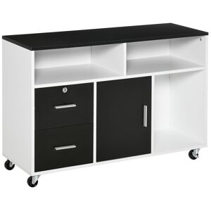 Homcom Mobile Porta Stampante con Cassetti, Mobiletto Multiuso per Ufficio e Casa, Nero e Bianco, 100x35x65cm