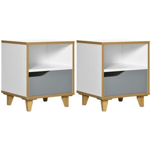 Homcom Set di 2 Comodini Moderni con Cassetto e Ripiano in MDF, 36.8x33x43.8cm, Bianco e Grigio