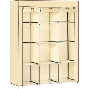 Homcom Armadio in Tessuto con 8 Ripiani e 2 Barre, Guardaroba Portatile con Porta Avvolgibile, 125x43x162.5cm, Beige