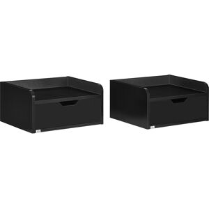 Homcom Set 2 Comodini Sospesi in Truciolato Nero per Camera da Letto e Soggiorno, 40x30x19.5 cm, Nero