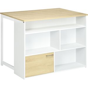 Homcom Tavolo da Bar Moderno in MDF per 2 Persone con 4 Ripiani Aperti e Armadietto, 116x79.5x91 cm