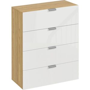 Homcom Cassettiera con 4 Cassetti per Soggiorno e Camera da Letto con Maniglie in Lega di Alluminio, 70x35x92cm, Bianco