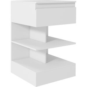 Homcom Comodino Moderno in Truciolato e MDF con un Cassetto e 2 Ripiani, 39x39x65 cm, Bianco