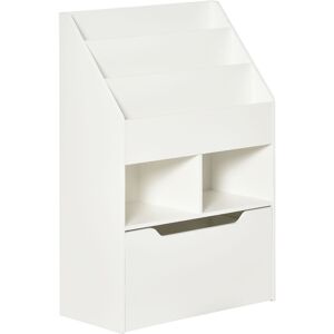 Homcom Piccola Libreria per Bambini con Ripiani e Cassetto in MDF, 60x29.9x90cm, Bianco