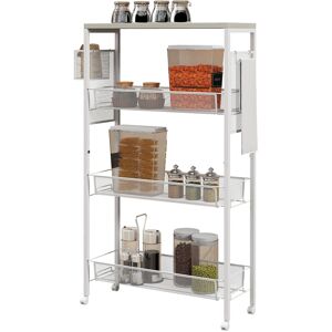 Homcom Carrello da Cucina a 3 Livelli con Cestino Laterale e Gancio, in Truciolato e Acciaio, 58x18.5x87 cm