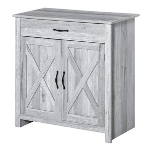 Homcom Credenza Cucina Country con Armadietto a 2 Ante e Cassetto, 80x39.7x80cm, Grigio