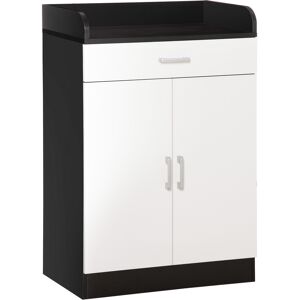 Homcom Mobiletto con Cassetto e Ripiano Regolabile per Cucina, Soggiorno e Anticamera, in MDF, 60x40x90cm, Bianco e Nero