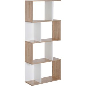 Homcom libreria in Legno, Scaffale a Ripiani, Bianco legno naturale 60 × 24 × 148cm