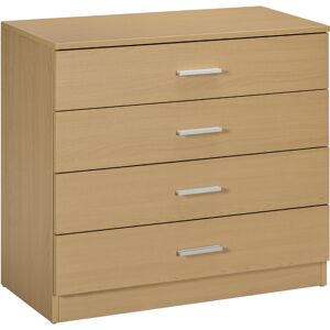 Homcom Cassettiera Salvaspazio in Legno,  Comò con 4 Cassetti per Camera da Letto, Rovere, 72x33.5x67cm