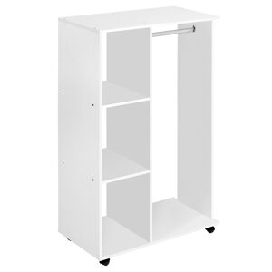 Homcom Armadio Guardaroba con Ruote in Legno, bianco, 80x40x128cm