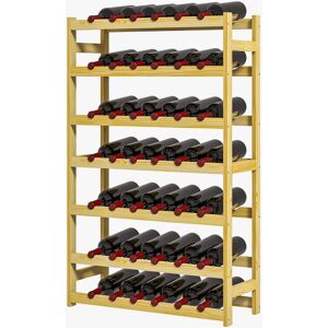 Homcom Scaffale Portabottiglie a 7 Livelli per 42 Bottiglie di Vino, Legno di Pino Naturale, 63x25x102cm