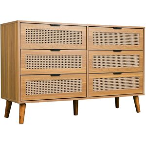 Rn Store Credenza Elegante con 6 Cassetti, Spaziosa e Robusta per Camera da Letto e Ufficio, 120x40x76,5 cm, Noce