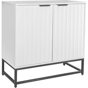 Rn Store Credenza Moderna con 2 Ante in Formatura a Vuoto, Mobiletto con Maniglie e Gambe in Metallo, Ideale per Soggiorno, Corridoio e Sala da Pranzo, 80x40x80,5 cm, Bianco