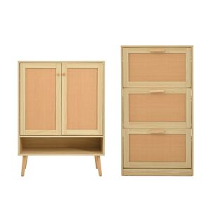 Rn Store Set di Mobili per Ingresso Moderni, Include Sideboard e Scarpiera in Design Elegante, 76x35x102 cm & 60x24x109,5 cm, Naturale