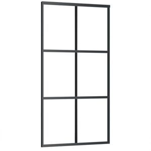 vidaXL Porta Scorrevole in Vetro ESG e Alluminio 102x205 cm Nera