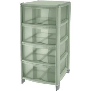 TONTARELLI Cassettiera a colonna con 4 cassetti, Bambù 4 cassetti L 39.5 x P 38.5 x H 86 cm verde