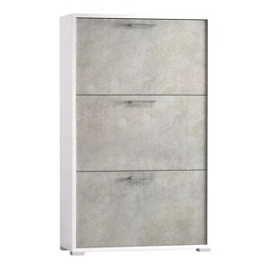 TERRANEO Scarpiera doppia profondità 3 ante doppia profondità L 67 x H 112 x P 28 cm 18 paia, bianco e grigio