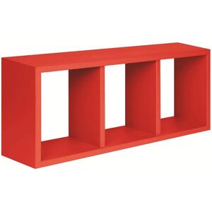 SPACEO Mensola a muro Libreria 1x4  rettangolare in mdf L 70 x H 30 x P 15.5 cm rosso