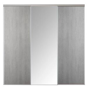 Optimum Kit anta scorrevole con binario  3 ante rovere grigio e specchio argento L 270 x H 270 cm