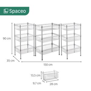 SPACEO Scaffale in kit 10 ripiani L 150 x P 35 x H 90 cm grigio, portata per ripiano 60 kg