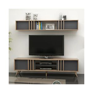 HOMEMANIA Porta tv con pensile Bren 180 noce antracite