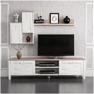 HOMEMANIA Mobile porta TV bianco vintage rovere Sento 160