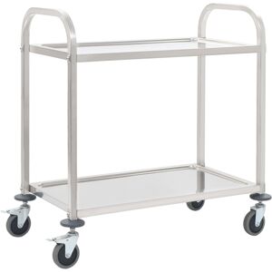 vidaXL Carrello da Cucina a 2 Livelli 95x45x83,5 cm in Acciaio Inox