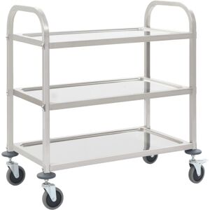 vidaXL Carrello da Cucina a 3 Livelli 96,5x55x90 cm in Acciaio Inox