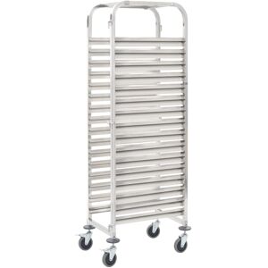 vidaXL Carrello da Cucina per 16 Vassoi 38x55x163 cm in Acciaio Inox