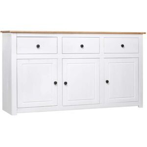 vidaXL Credenza Bianca 135x40x80 cm in Legno Massello di Pino Panama