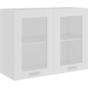 vidaXL Mobile Pensile con Vetro Bianco 80x31x60 cm Legno Multistrato