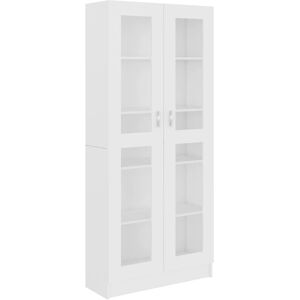 vidaXL Armadietto Vetrina Bianco 82,5x30,5x185,5 cm Legno Multistrato